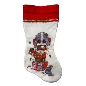 Giordano Vintage Christmas Felt Stocking Sad Honey Puppy Gifts Retro Nostalgic